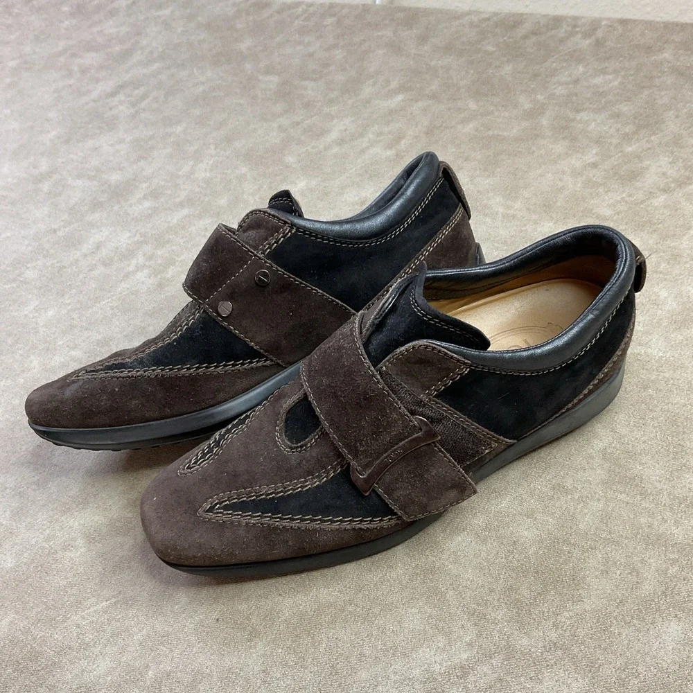 Tods Shoes EU 38.5 Brown Suede Leather Gomino Shoes Drivers Italian Buckle